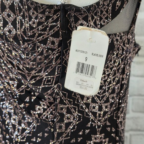 Midnight Doll Geometric Glitter Black Dress NEW Junior 9 Party Prom Dance - Picture 5 of 9